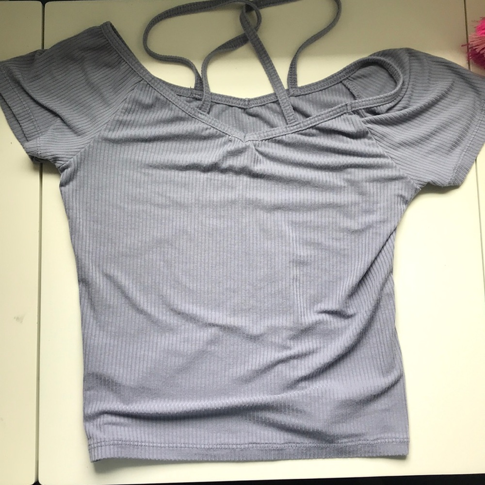 Blue ribbed tee